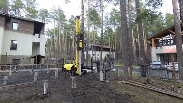 Timelapse construction of reinforced concrete piles foundation