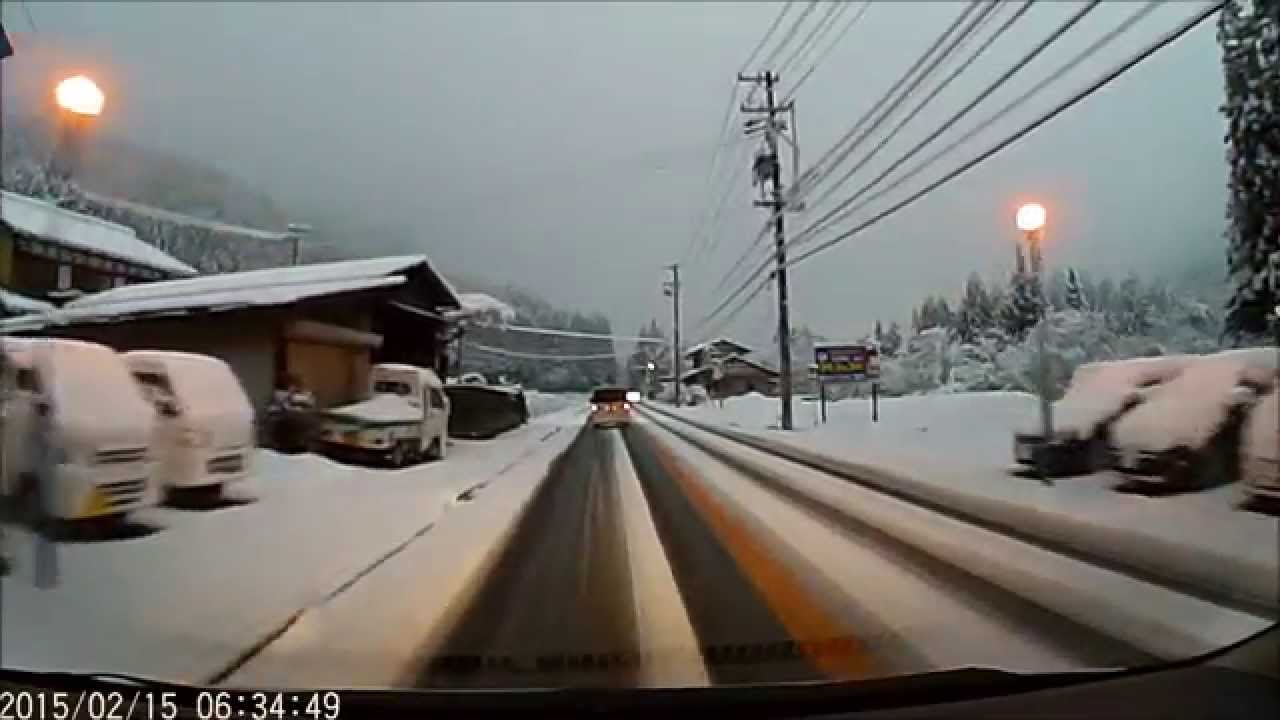 郡上八幡から めいほうスキー場 （等倍速） 雪のせせらぎ街道 国道