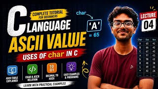 C Language Lecture 4 | ASCII Value & char Data Type in C | Complete Beginner Tutorial 🔥