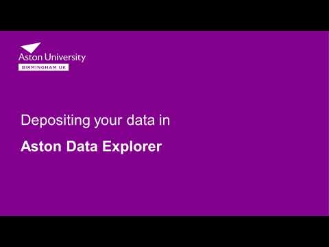 Depositing your data in Aston Data Explorer