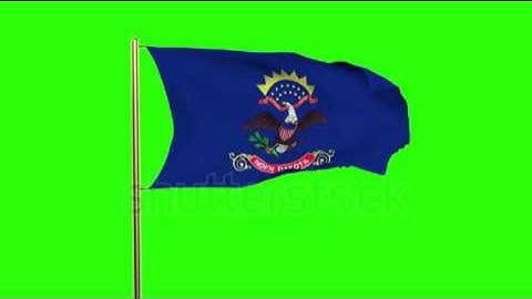 north dakota flag waving in the wind. Green screen, alpha matte. Loopable animation Stock video by