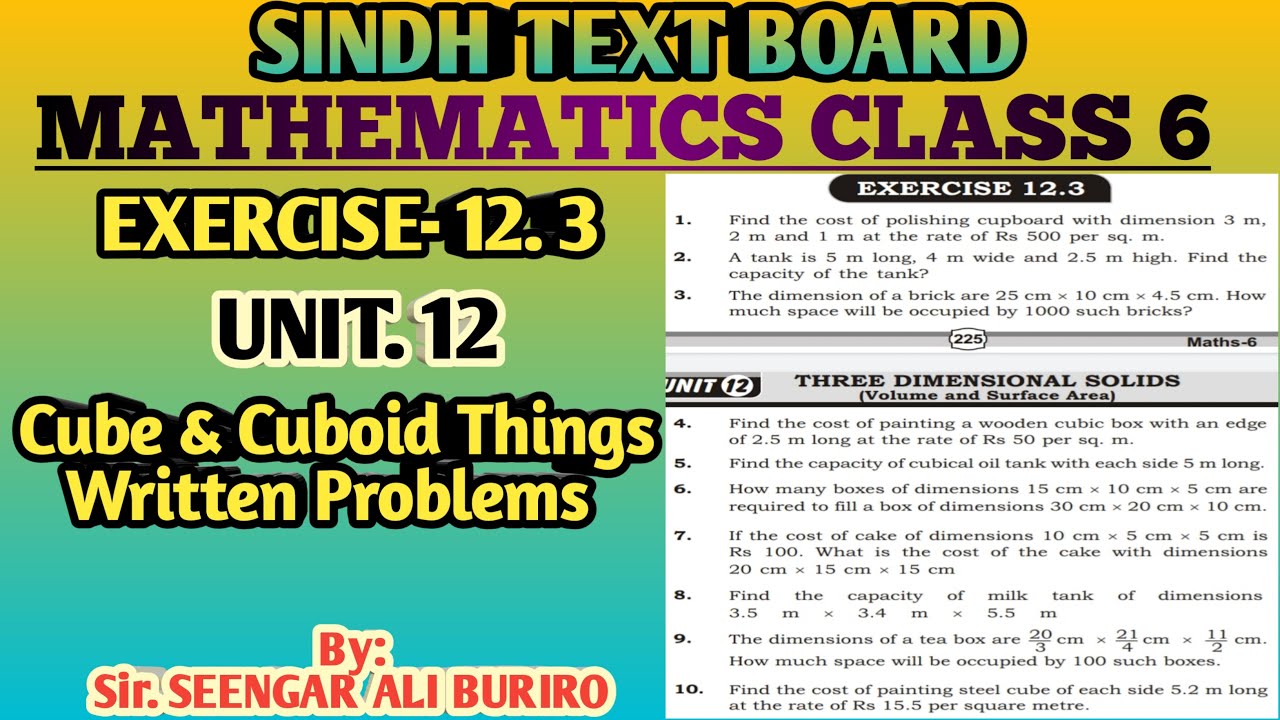 Written Problems of Cubes and Cuboids | area and Volume problems of ...