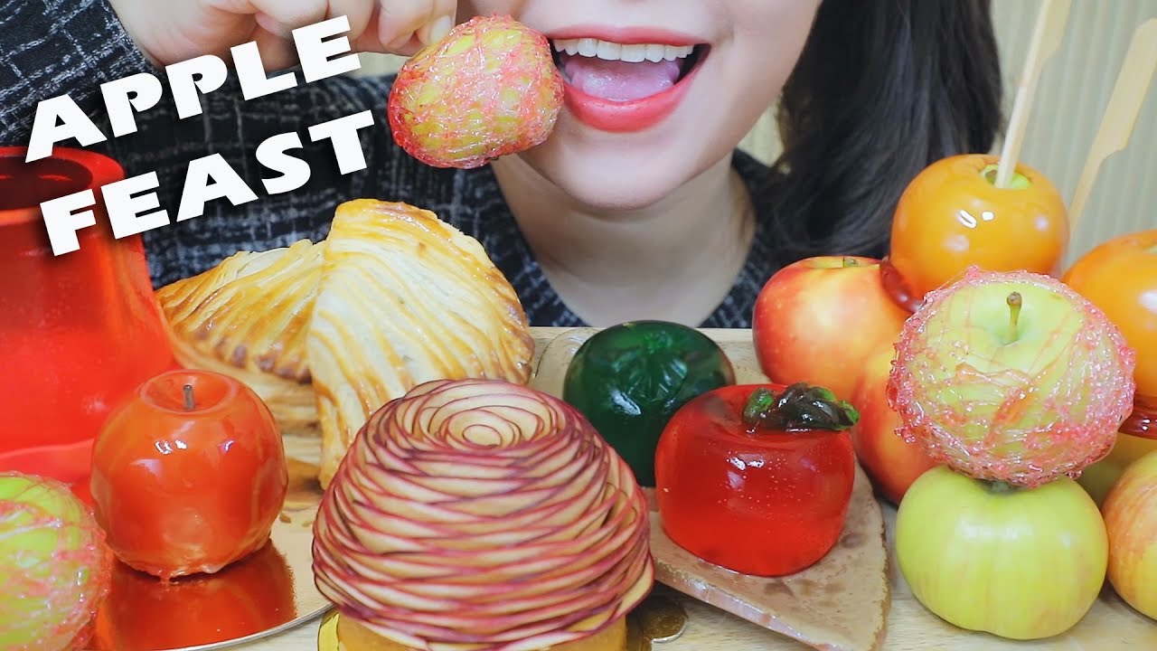 ASMR APPLE FEAST (FRUIT-SHAPED CAKE,JELLY,TANGHULU,APPLE TART,EDIBLE GLASS)EATING SOUNDS | LINH-ASMR