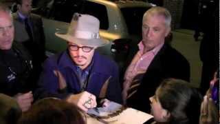 Johnny Depp Signing Autographs for hundreds of Fans in New York