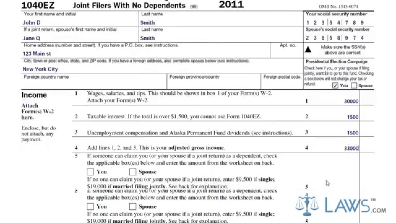 How to Fill the Form 1040EZ Income Tax Return - YouTube