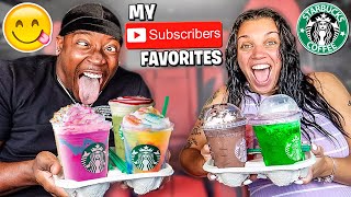 Trying MY Subscribers FAVORITE Starbucks Drinks With The Prince Family **Never Again**