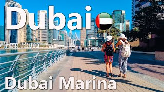 Dubai Marina Harbour Best Places to Walk Sunny Day 4K