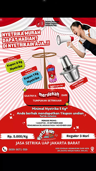 Promo Merdeka!! 🇮🇩 Periode 1 Agustus s/d 31 Oktober 2025. Free 1 kupon undian minimal 5Kg #trends