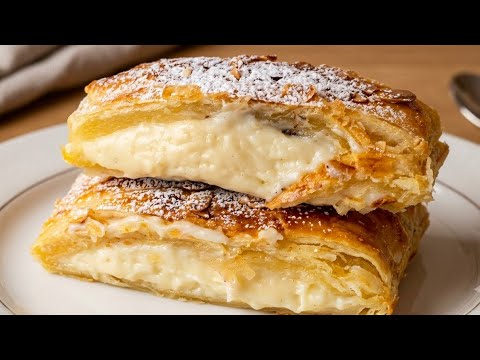 con una lámina de hojaldre 🥐 haces esta delicia 😍🤤🍮 ¡en minutos! ⏱️🔥✨