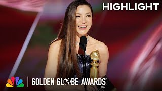 Michelle Yeoh Wins Best Actress in a Musical/Comedy Motion Picture | 2023 Golden Globe Awards on NBC