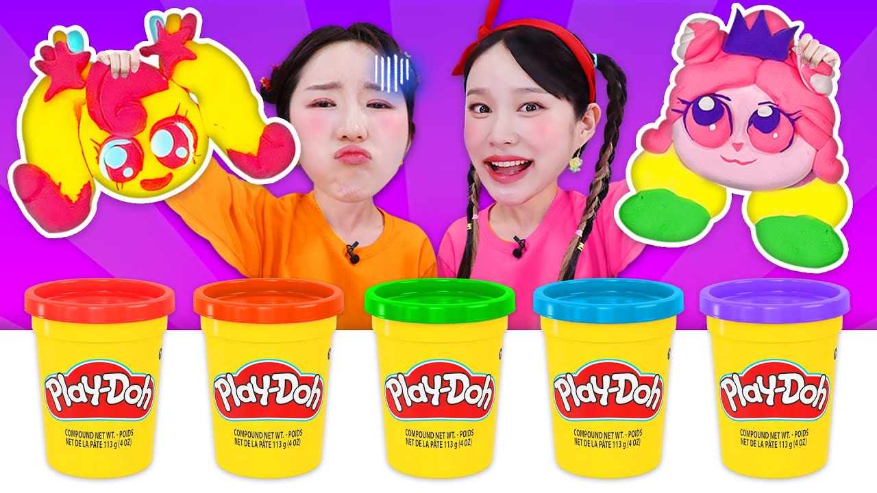 [지니vs보니] 슈팅스타캐치티니핑 3컬러 클레이 챌린지!!🌈ㅣThree color clay challengeㅣPlay dohㅣChallenge for Kids