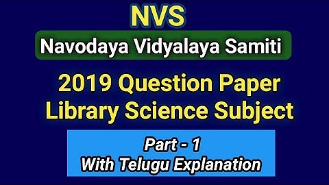 NVS 2019 Librarian Subject Paper Part-1 I NVS 2019 Question Paper