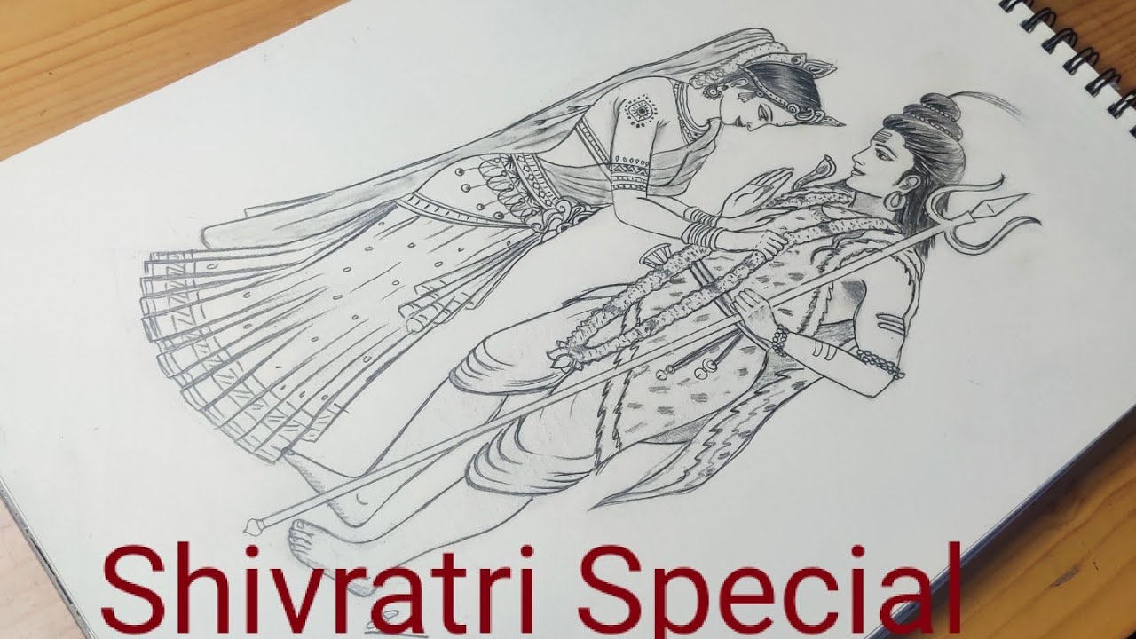 Pencil Sketch Of Lord Shiv and Mata Parvati  DesiPainterscom