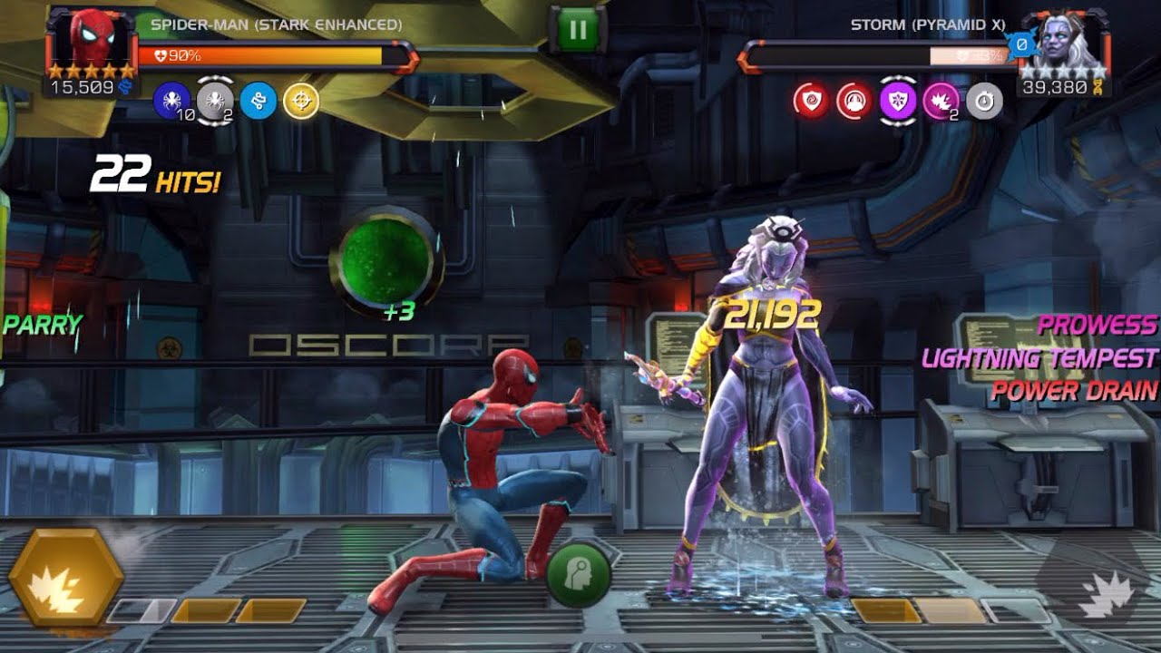 Spider-man (Stark Enhanced) vs Storm Pyramid X in Variant 5 - Venom and Blood. V5.1.1 MCOC