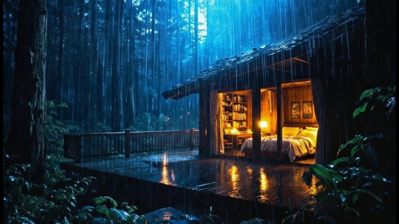 LLUVIA INTENSA en Cabaña Acogedora 🌧️ Sonido Real para Dormir Profundo