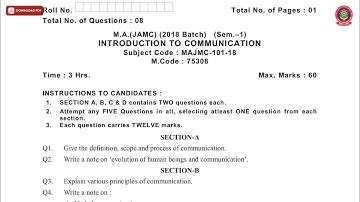 MA JAMC 1ST SEM INTRODUCTION TO COMMUNICATION MAY 2019 | PTU