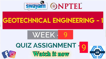 Geotechnical Engineering - 1 Week 9 Quiz Answer Solution | NPTEL 2022 | SWAYAM