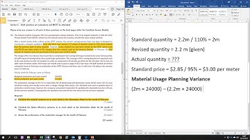 ACCA F5 Mar/Jun 2017 Q31(a) Part 2 Lecture (Variance Analysis)