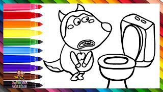 Dibuja y Colorea A Wolfoo Quién Necesita Hacer Pipí 🐺🚽🧻 Dibujos Para Niños