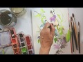 Butterflies and Flowers with Intuitive Brush Strokes and no sketching in watercolour
