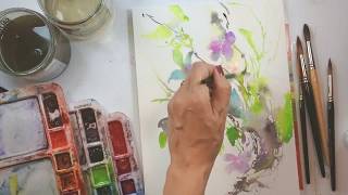 Butterflies and Flowers with Intuitive Brush Strokes and no sketching in watercolour screenshot 1