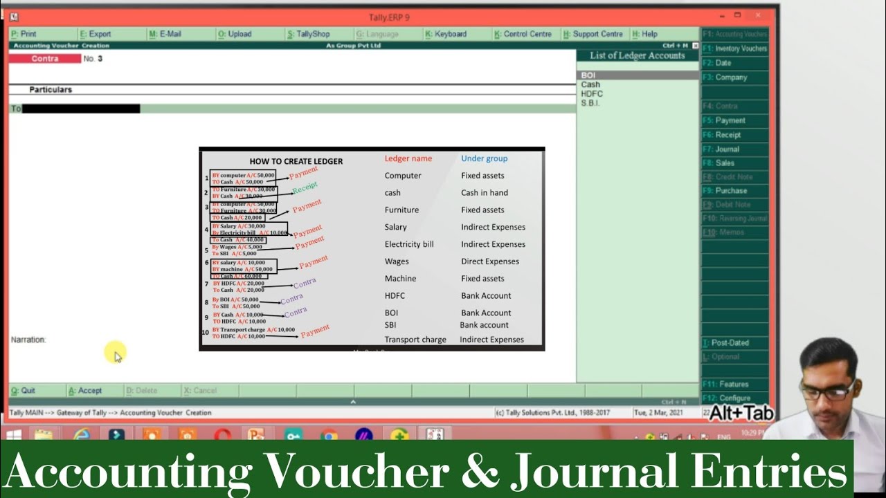 Accounting Vouchers in Tally in Hindi Accounting Entries in Tally Learn Tally YouTube