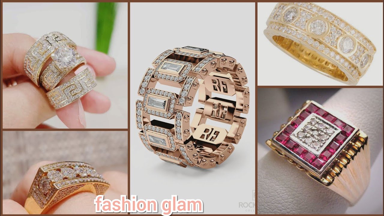 Elegant Men's 14k Gold & Daimond Rings Design/Wedding Rings - YouTube