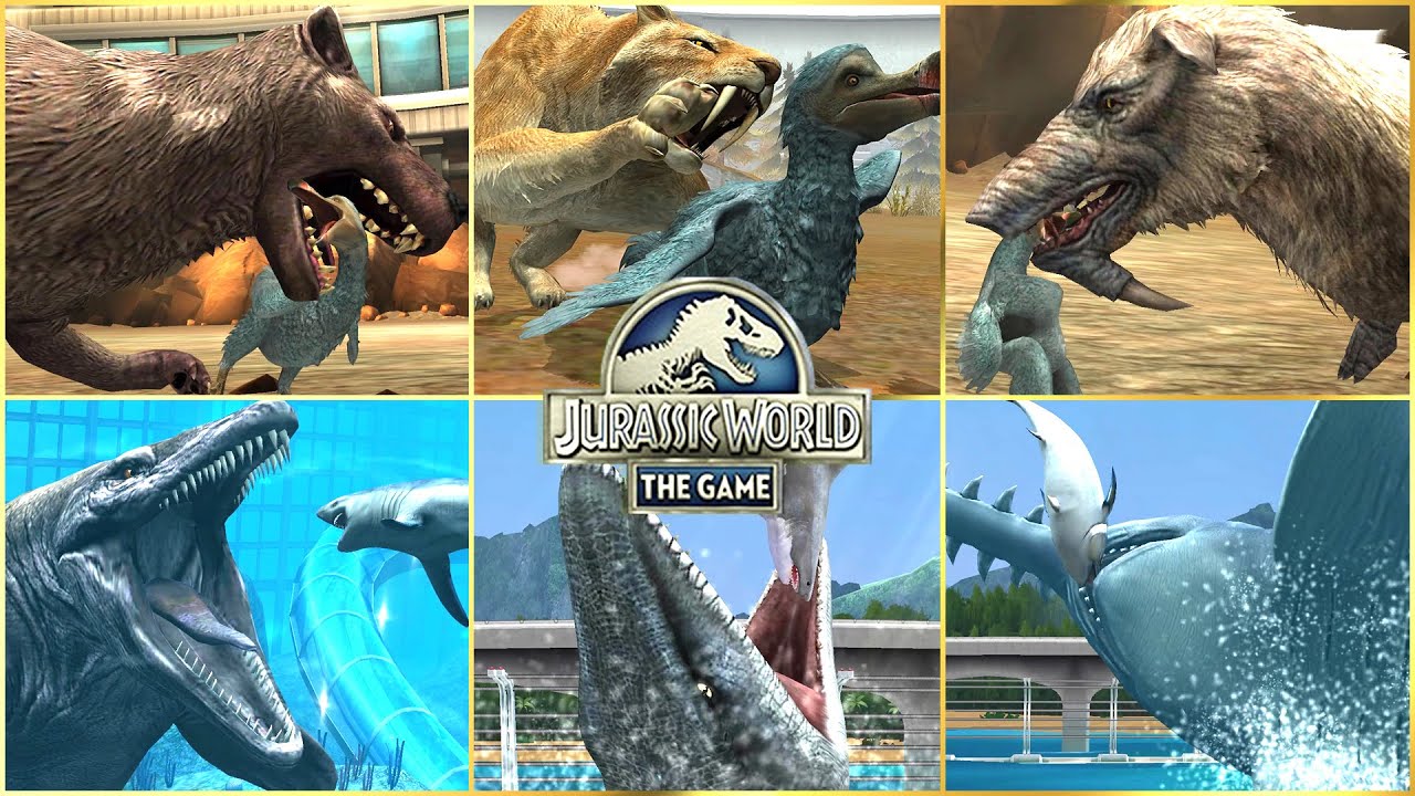 ALL CENOZOIC & ALL AQUATIC FEEDING OR HUNTING SCENE ANIMATION | Jurassic World The Game