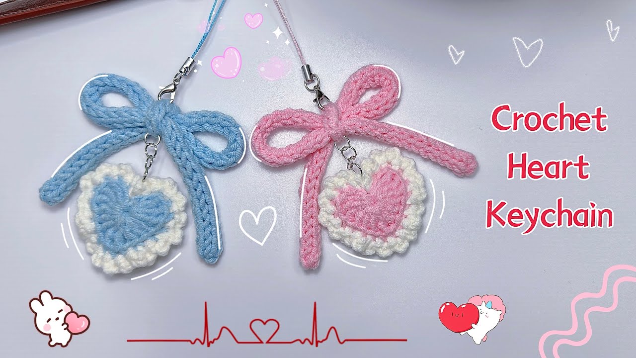 Crochet Heart Keychain 🩷💙| Easy & Cute Tutorial | Móc Móc Khoá Trái Tim