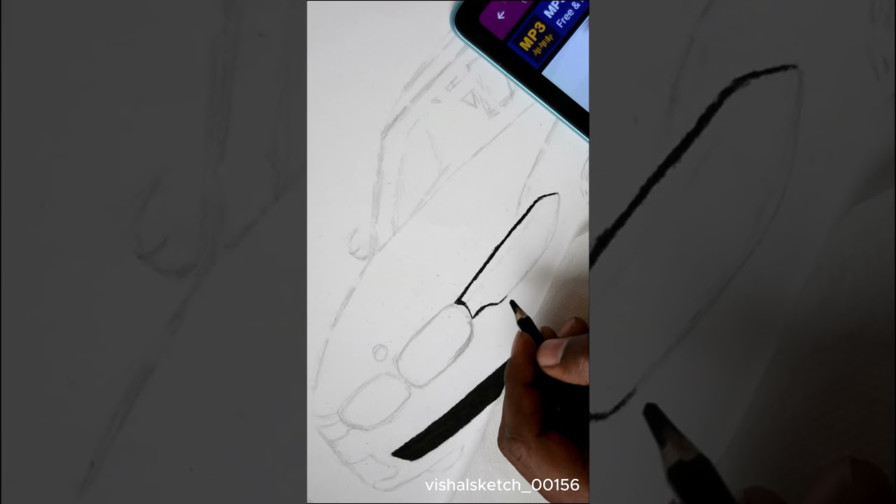 the front view of bmw car sketching video  
