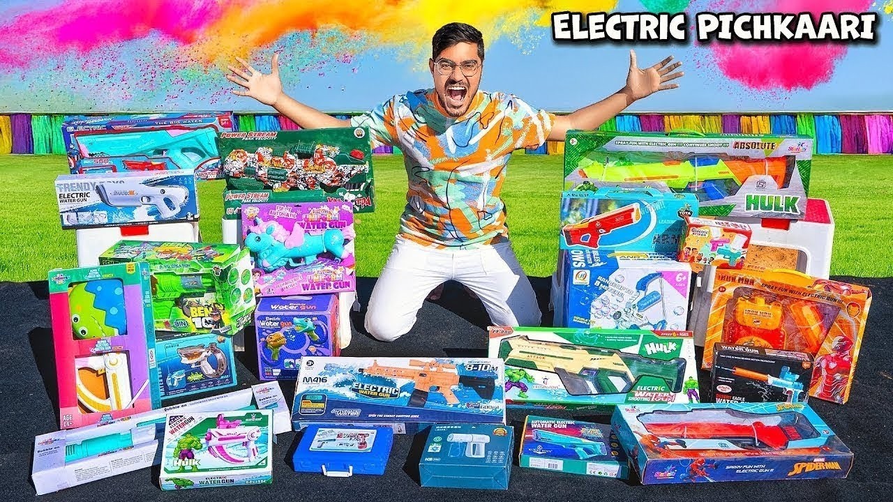 Holi Electric Watergun Stash Testing Worth ₹40,000   ये इलेक्ट्रिक पिचकारियां देखकर मज़े आ जायेंगे