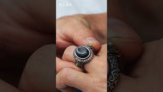 S925 Silver Dzi Stone Ring for Men | Bold Spiritual Statement Ring 🔥 #mensjewelry