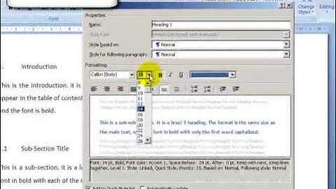 MS Word 2007: Structuring thesis using styles and table of contents