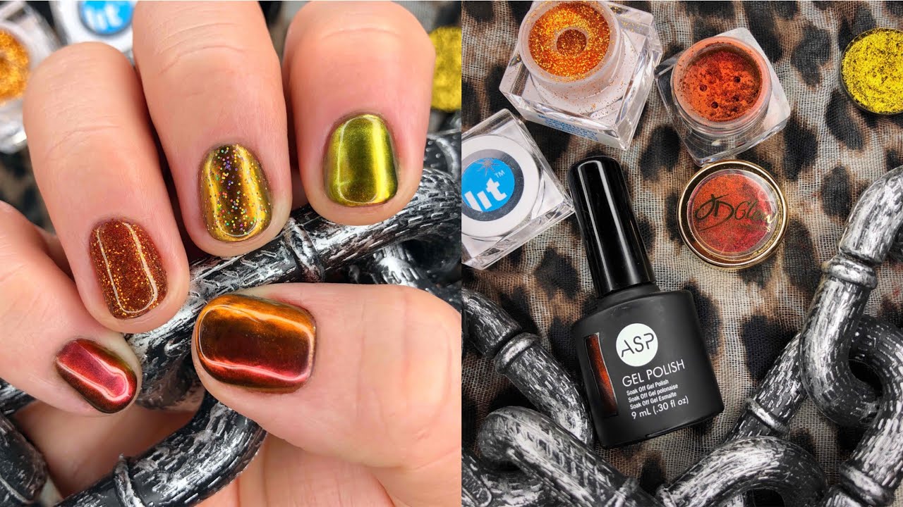 GEL MANICURE using JD GLOW MULTICHROME SHADOWS and LIT COSMETICS GLITTER