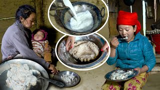 Wheat Bread With Milk cooking and eating in Village | Milk bread recipe mukbang | Village life vlog