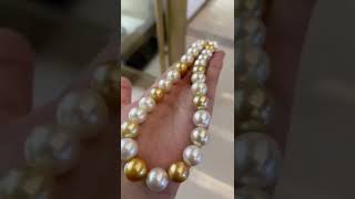 14-17mm，Australia white pearls + Golden south sea pearls necklace.