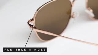 Vincent Chase Polarized Golden Full Rim Round Sunglasses