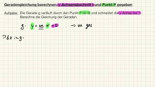 Geradengleichung Berechnen Y-Achsenabschnitt Und Punkt Gegeben