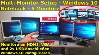 Multi Monitor Setup Windows 10 - connect 5 monitors to a Windows 10 laptop  / notebook - YouTube