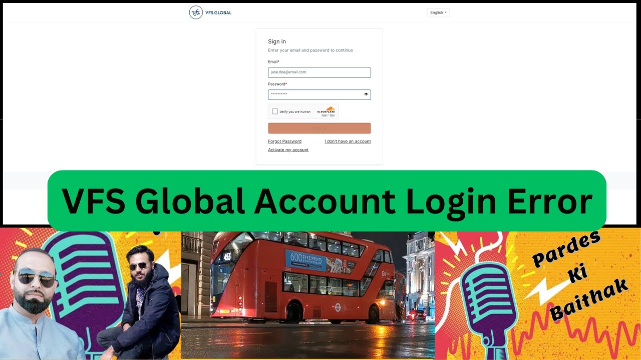 VFS Global Account Login Error