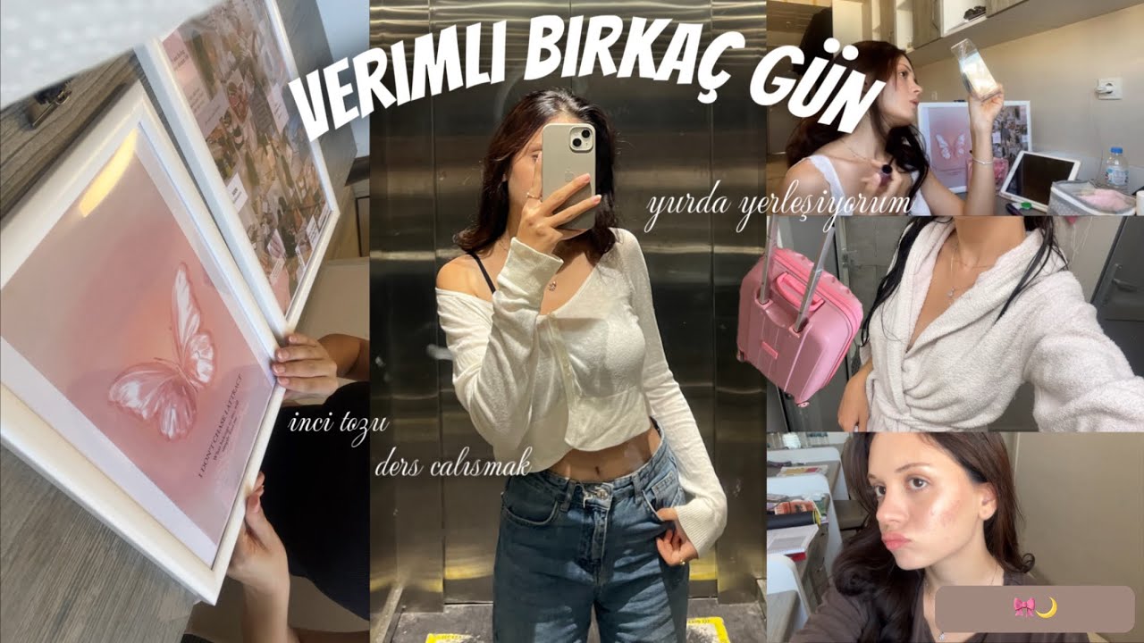 Yurda yerleşiyorum | Benimle birkaç gün - Ders calısmaya başladım, inci tozuyla oje… 🎀🌙