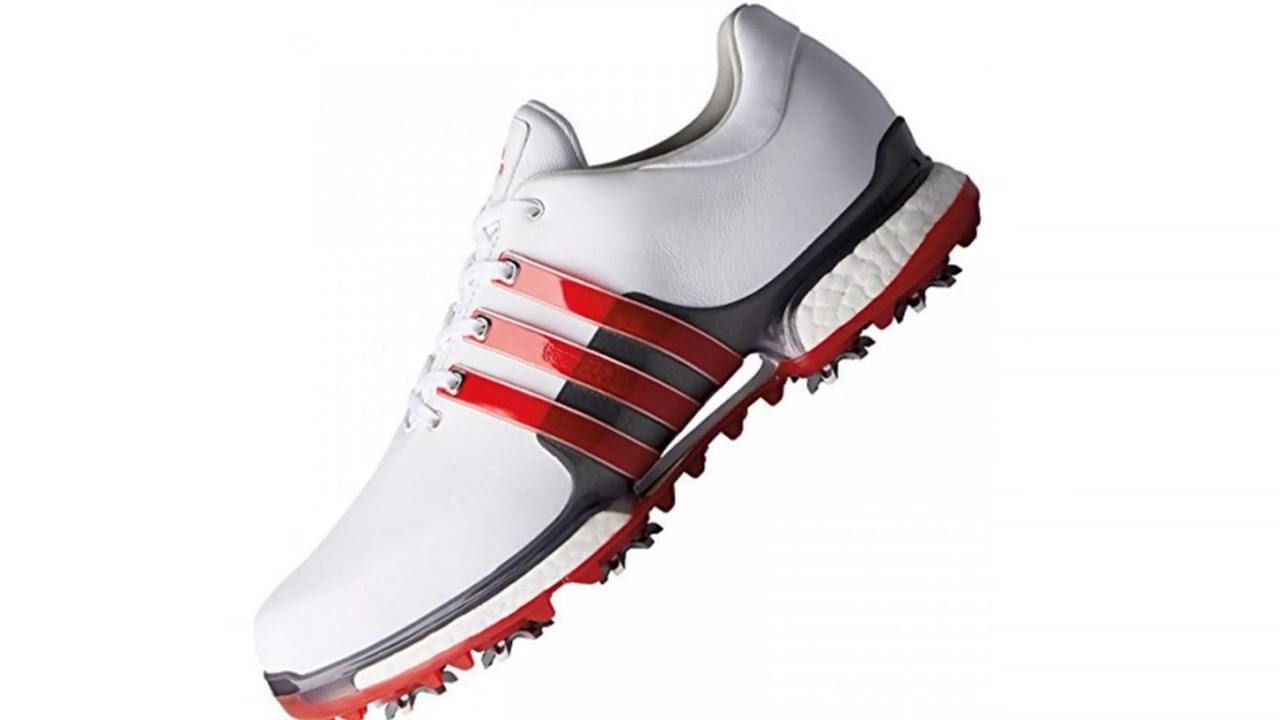 adidas Men's Tour 360 Boost 2.0 Golf Shoes, White/Red F33625 9.5 UK ...