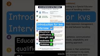 How to introduce yourself in kvs interview #specialeducation #motivation #teachingopportunities #kvs
