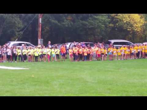 Kids Singing National Anthem and Frist Fun Run - Liverpool Elementary Schools 10-17-2016