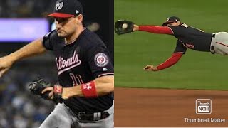 RYAN ZIMMERMAN LAYS OUT TO MAKE INCREDIBLE DIVING CATCH VS CARDINALS!!! (No HITTER KEPT)