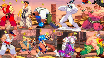 SFIII 3rd Strike All 20 Characters STUN and TAUNT poses