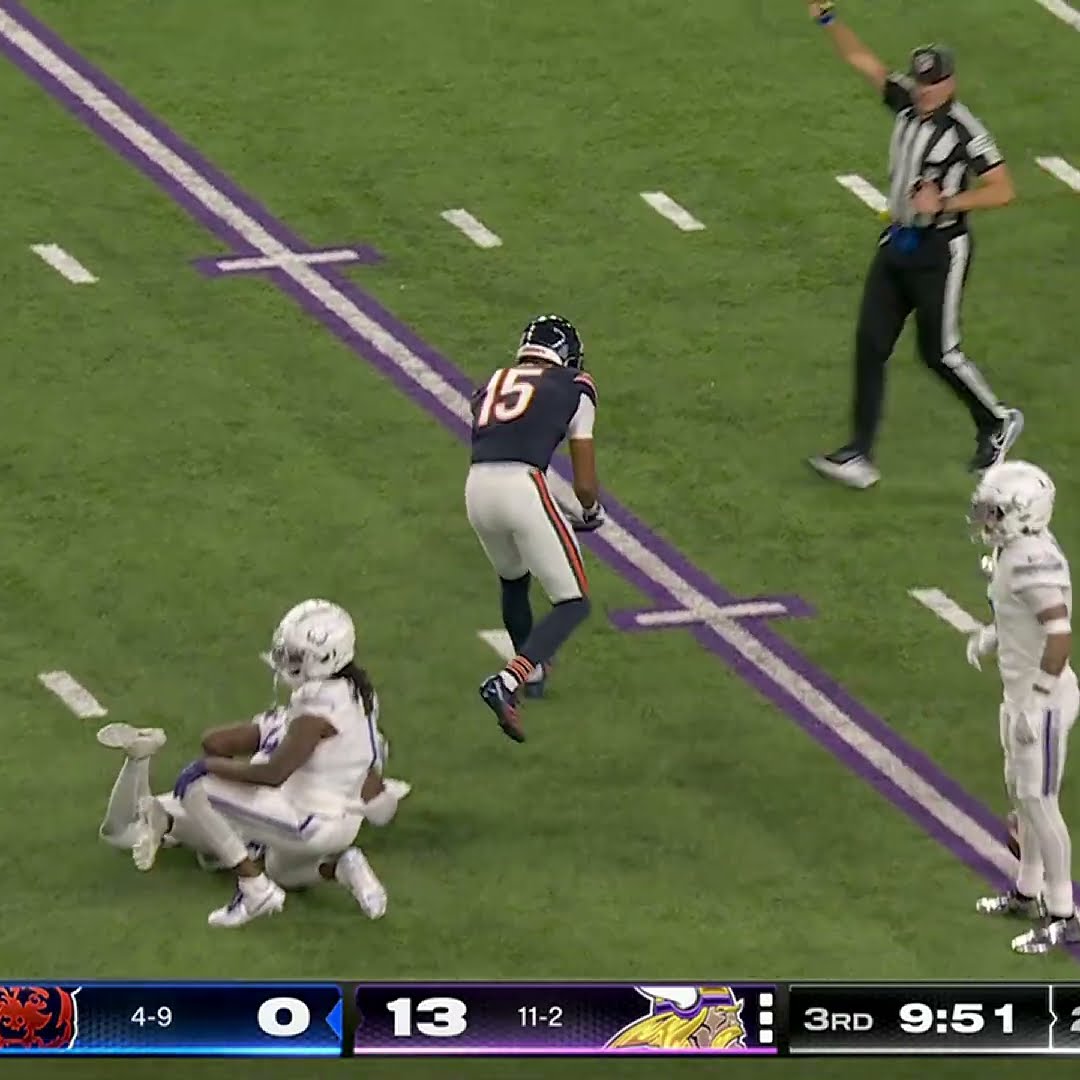 Rome Odunze catches for a 29-yard Gain vs. Minnesota Vikings
