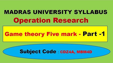 operation research important five marks Game theory Part 1