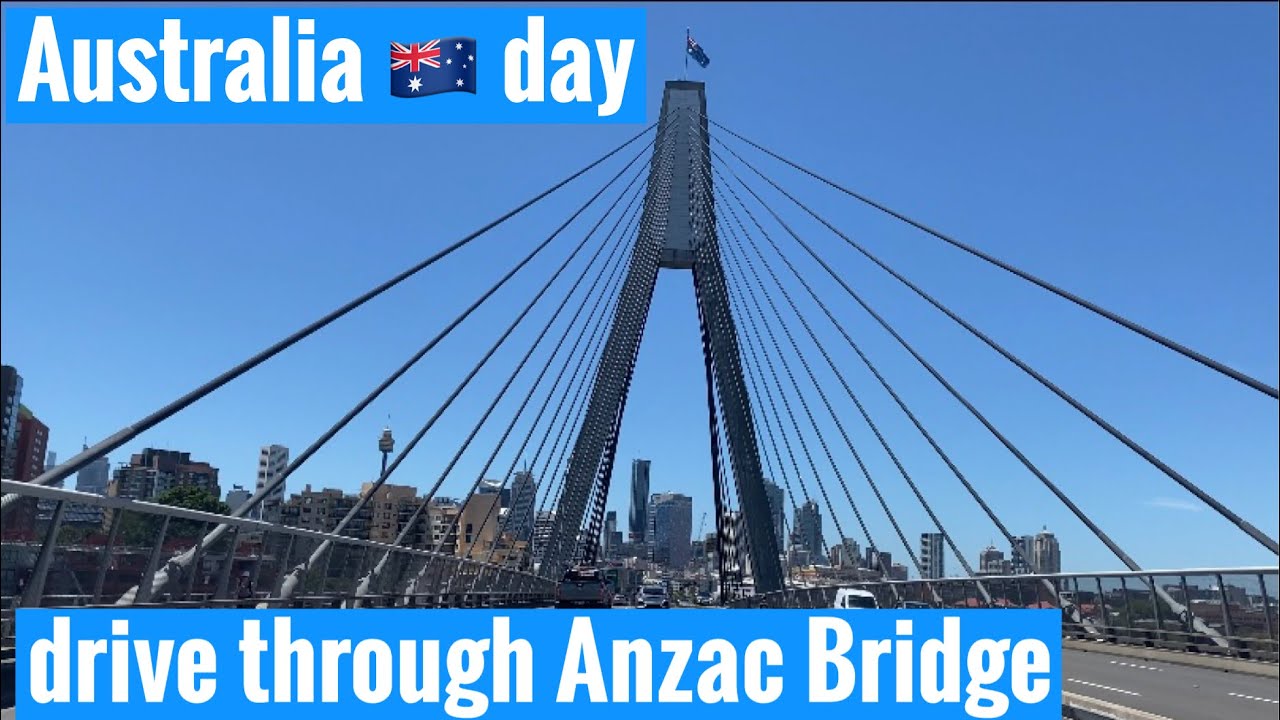 Australia 🇦🇺 day drive through Anzac Bridge to Sydney city central. Sydney Australia 🇦🇺