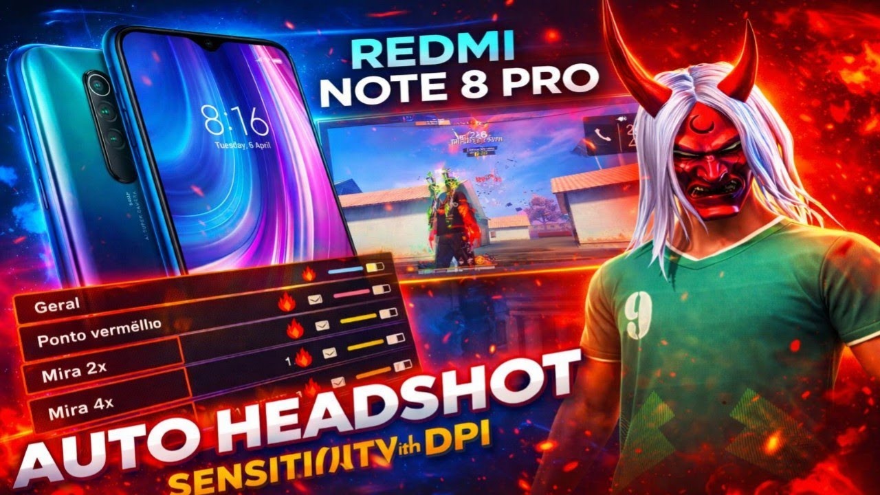 Redmi Note 8 Pro free fire auto headshot sensitivity⚡|| free fire dpi setting for redmi Note 8 Pro🎯